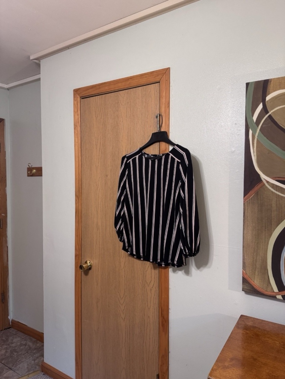 Adrianna Papell Large Multi-Color w/Stripes 3/4 Sleeve Blouse - EUC
